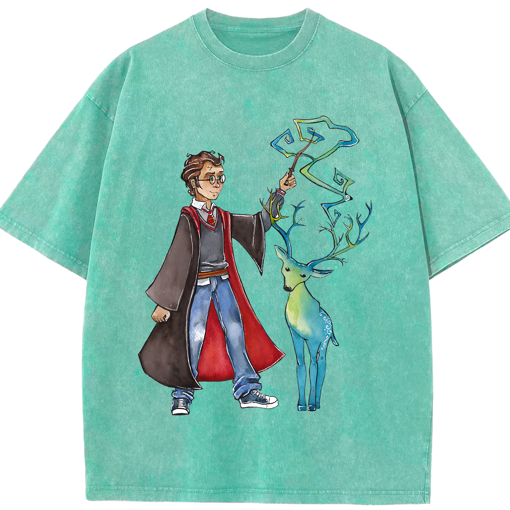 （画像用） Harry Potter ハリー・ポッターシリーズ 綿100% ヴィンテージ風 半袖Tシャツ（フロントプリント）
